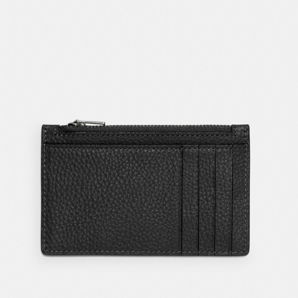 Coach Zip Card Case In Pebbled Leather