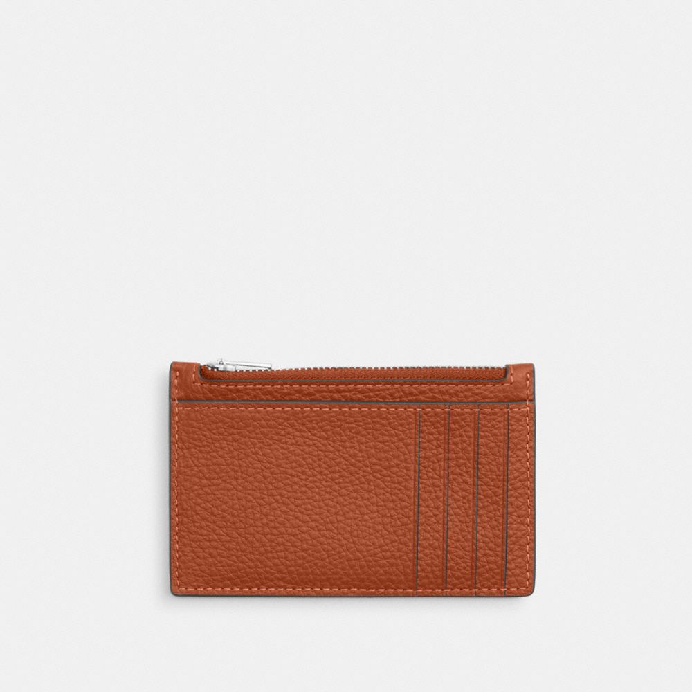 Coach Zip Card Case In Pebbled Leather