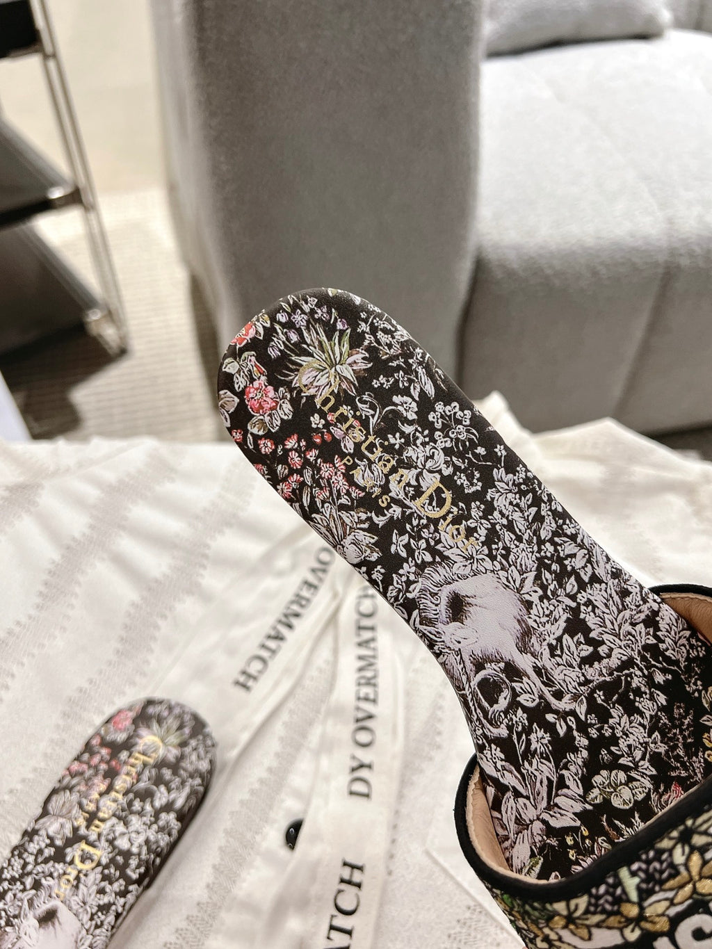 Dior Women's Embroidered Monogram Slides with Leather Soles