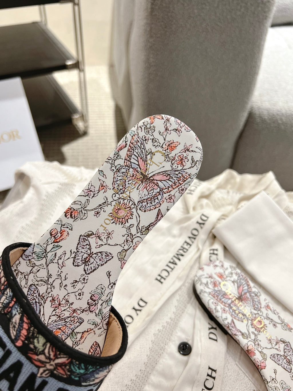Dior Women's Embroidered Monogram Slides with Leather Soles (Copy)